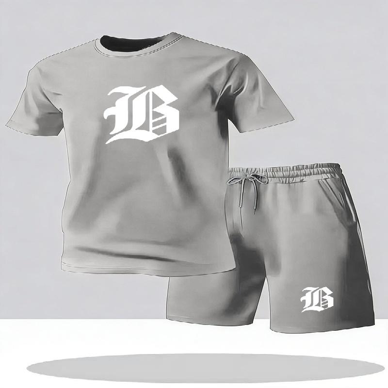 2026 Summer New Men's Casual Set Printed Sportswear Summer Streetwear Outdoor Shorts Set