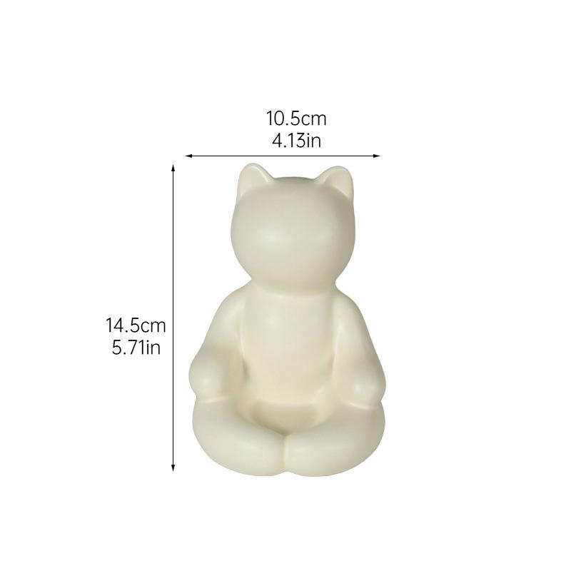 Milky Yellow Yoga Cat Candle Holder Ceramic Candlestick Desk Decoration Wax Melt Burner Aroma Diffuser Home Aroma Container