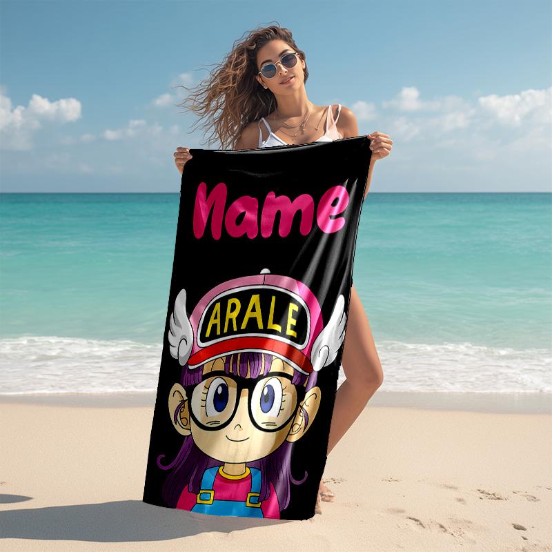 Personalized customized proof beach towel with Arale Norimaki  pattern - soft, absorbent, quick-drying, perfect swimming, camping&bathing