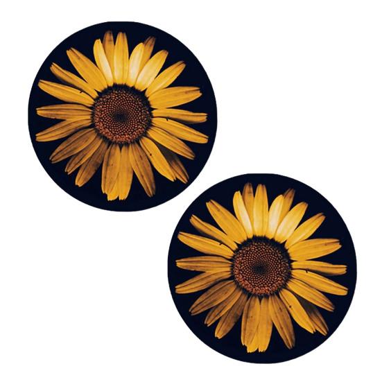 Huaqianguhh 2PCS Car Coasters, Decorative Silicone Non-Slip Auto Accessories, Reusable Stain-Resistant Thermal Pads, for Home Bar Kitchen