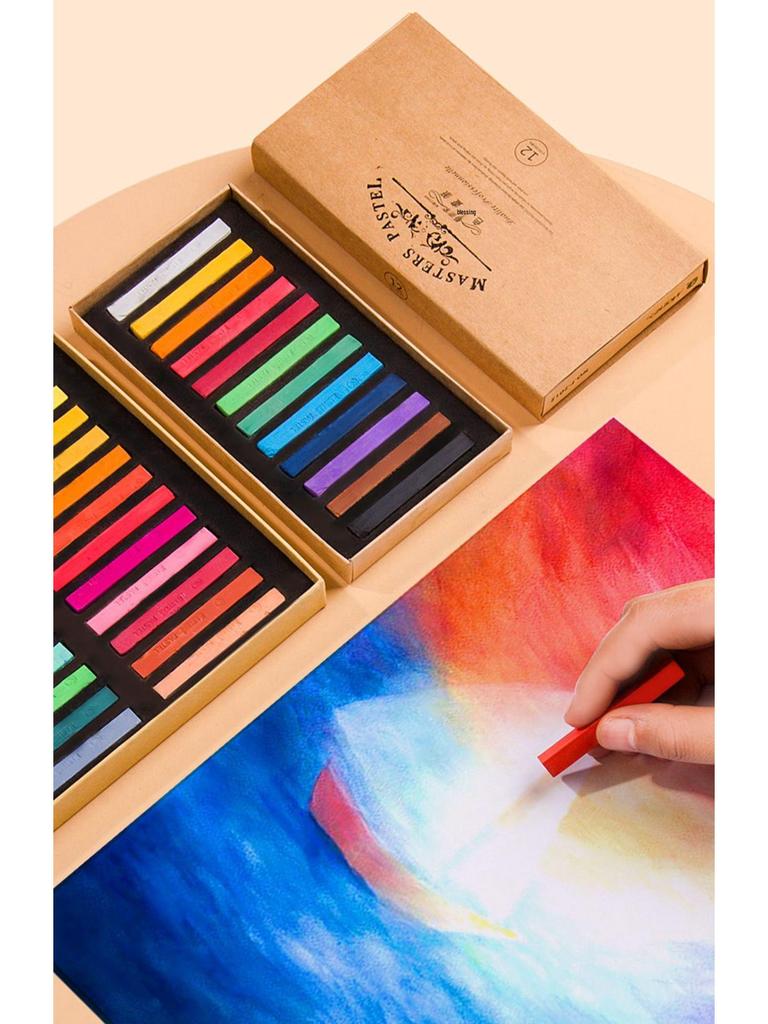 Mali Brand Pastel Chalk Set - 36 Colors Chalk Powder with Brushes for Beginners