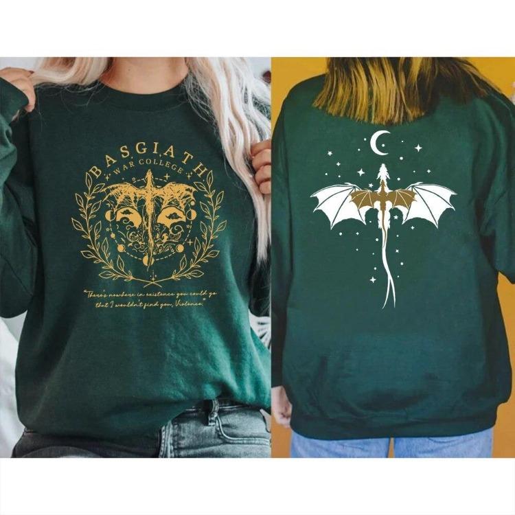 Vintage Graphic Hoodies Basgiath War College Women Double Sided Pullover Sweater Bookish Sweatshirt Fourth Wing S 1690₽