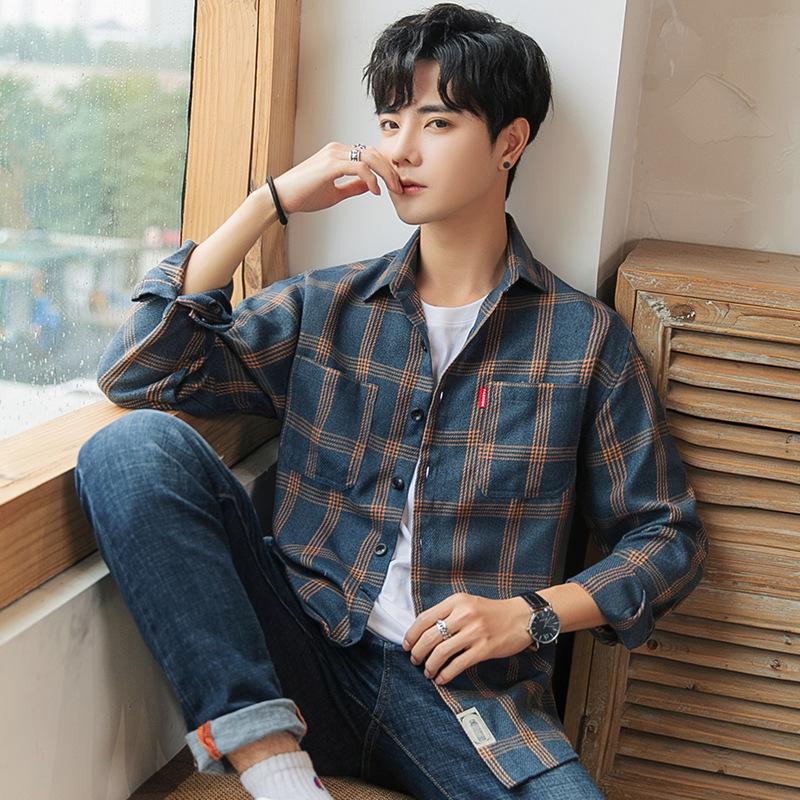 

Новая зимняя теплая рубашка в клетку для мужчин, весна и осень, молодежная рубашка с длинными рукавами, повседневная рубашка в дюймовом стиле 4XL