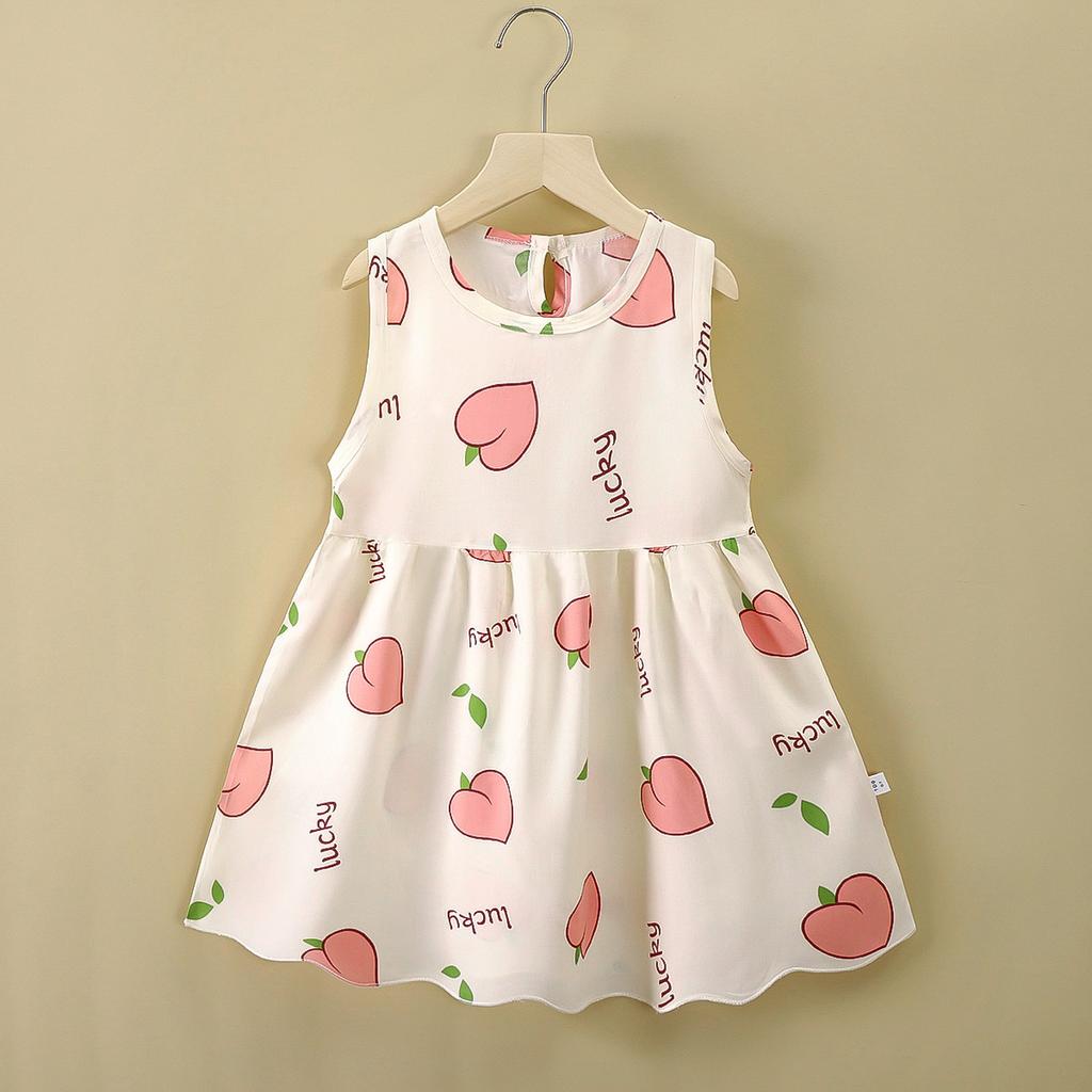Cute Floral Print Sleeveless Princess Dress for Infant Girls Casual Summer Baby Girls Vest A Line Dress