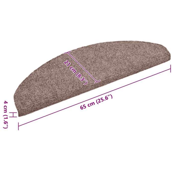 VidaXL Tapis d'escalier auto-adhésifs 30 pièces 65 x 21 x 4 cm Marron clair Demi-rond Grand 3365655