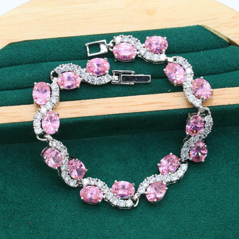 Jewelry Zircon Bracelet Necklace Earring Ring Jewelry Set