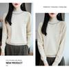 Autumn/Winter Rhinestone Semi-High Neck Knitted Sweater Top for Women