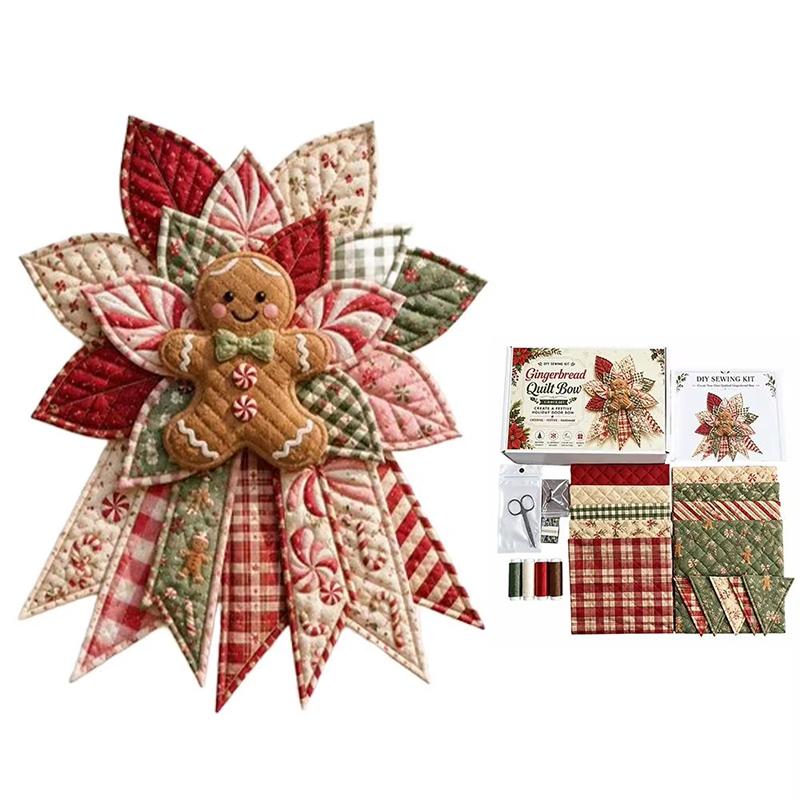 DIY Nähset Weihnachts-Türhänger-Kranz Gesteppter Stoff Lebkuchen Weihnachtsstern Baum Feiertagsbasteln Heimdeko Geschenk