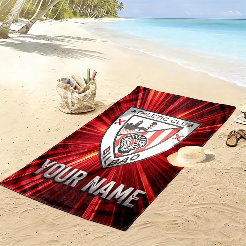Name Custom Athletic Club Print Beach Towel, Large Soft Quick Dry Towel for Beach Camping Swimming