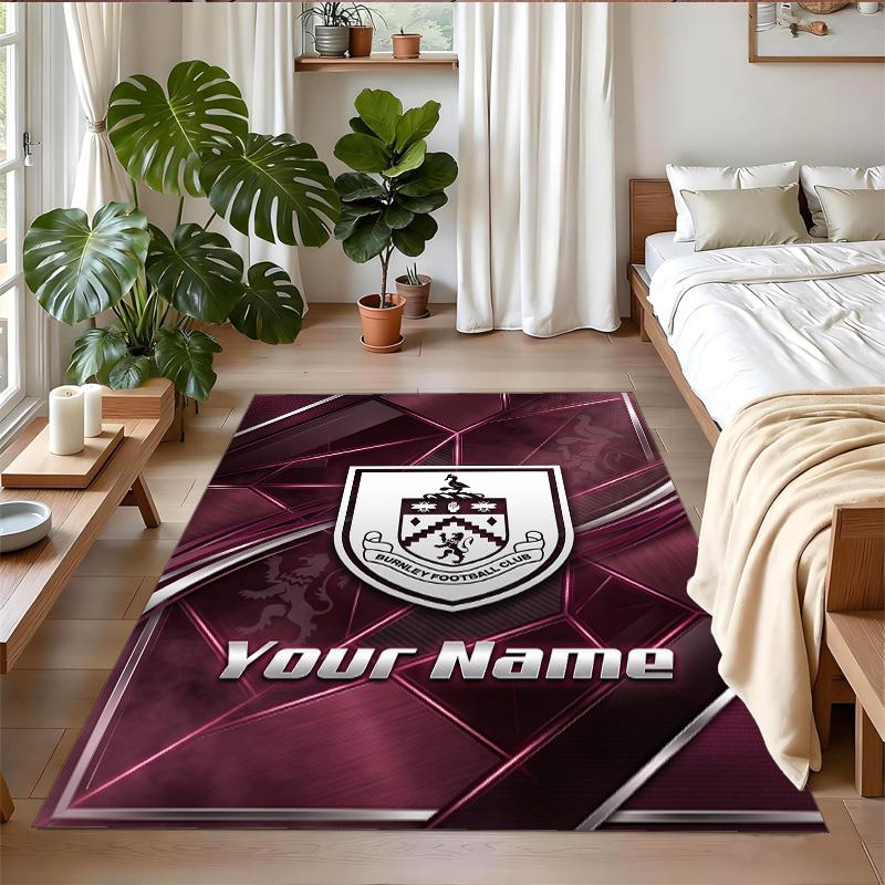 Crystal Velvet Rug Custom Name Text, Soft Non Slip Floor Mat Home DecorBurnley Football