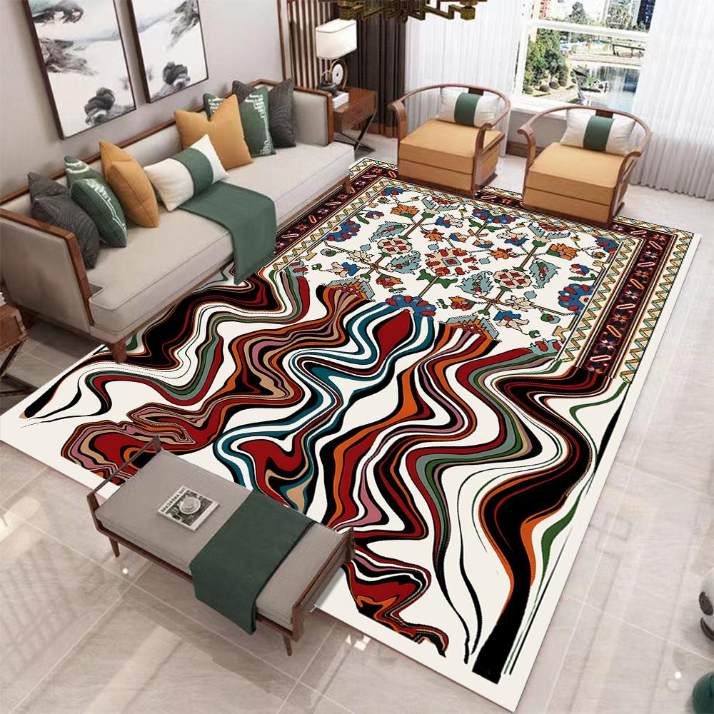 Ethnic Style Su Printed Floor Mat Bohemian Style Bedroom Carpet Soft Living Room Floor Mat Visual Art Entrance Anti Slip Carpet