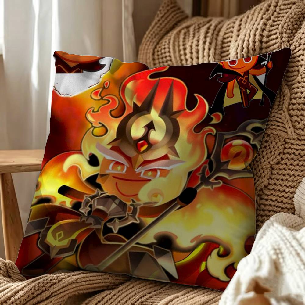 Fire S-Spirit Cookie Run Square Double-Sided Printed Pillow Case Sofa Cushion Cover Bedroom Bedside Decor