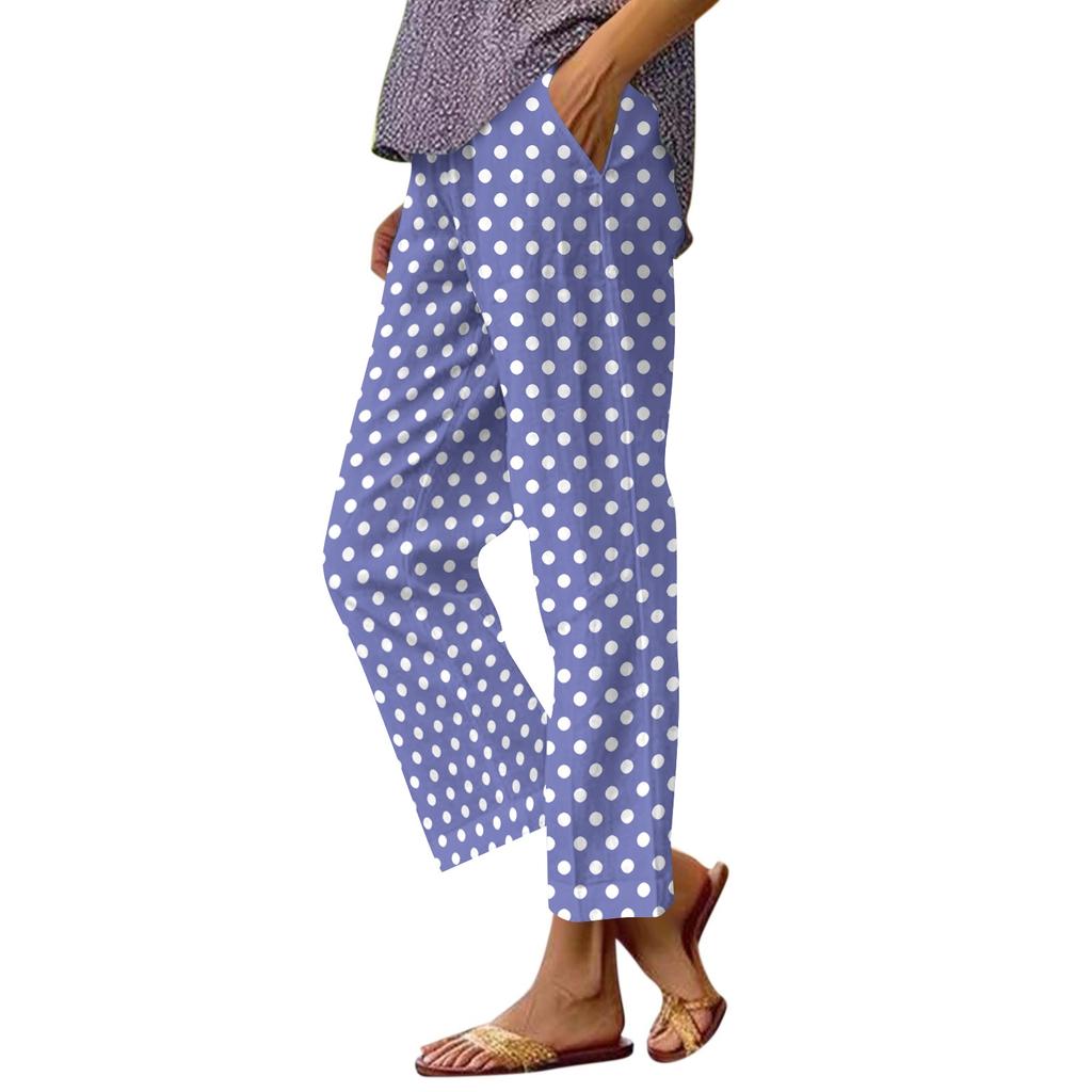 Women's Fashion Printed Elastic Waist Casual Pants with Pockets for Everyday Wear