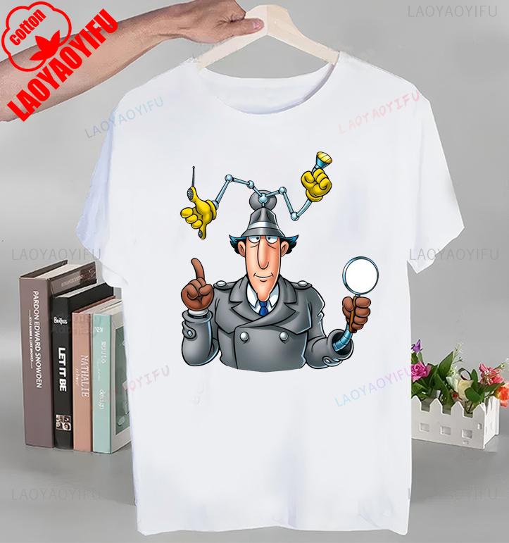 Koszulka z nadrukiem Animowany Inspektor Gadżet Topy Animowany Inspektor Gadżet T-shirt Krótki rękaw Okrągły dekolt