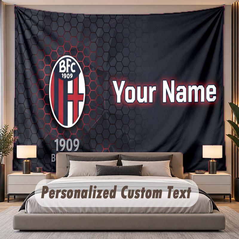 Custom Name Text Tapestry Bologna FC Personalized Polyester Wall Tapestry For Bedroom And Room