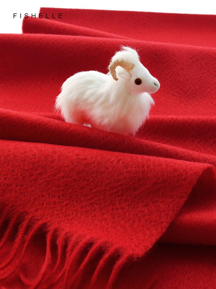 New Solid Classic Red Pure Cashmere Scarf Women's Winter Warmth Scarves For Men's New Year Christmas Adults Luxury Gifts