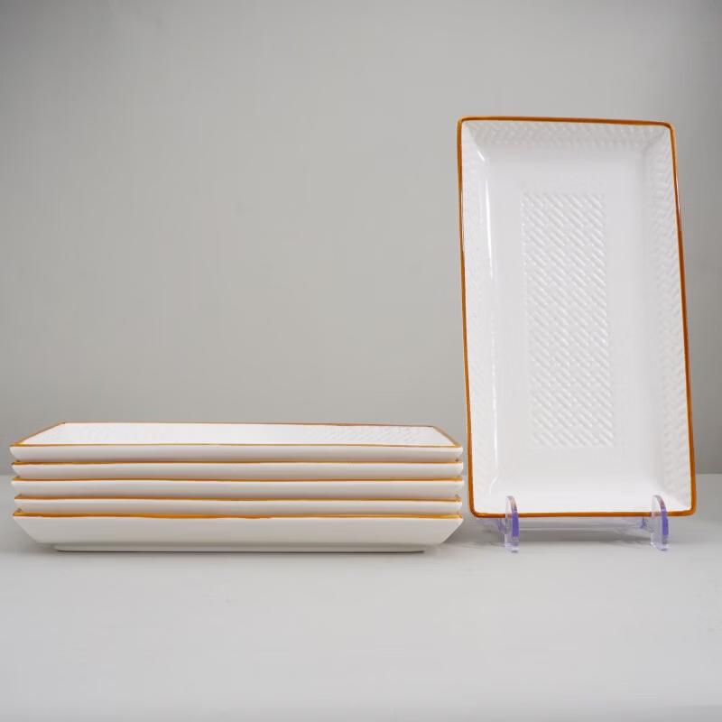 Rattan & Bamboo Embossed Ceramic Dinnerware Set