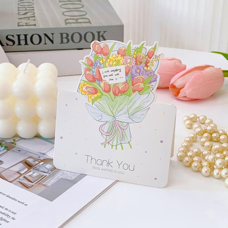 10pcs/set 3D Cards Bouquet Folding Card Packaging Material Valentines Day Card Gift Cards