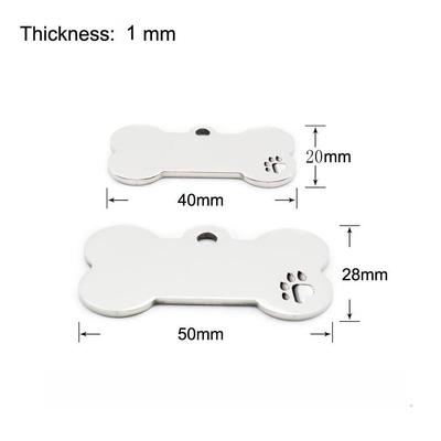 Pet Dog Tag with Paw Cutout - Stainless Steel Anti-Lost Nameplate Collar Pendant