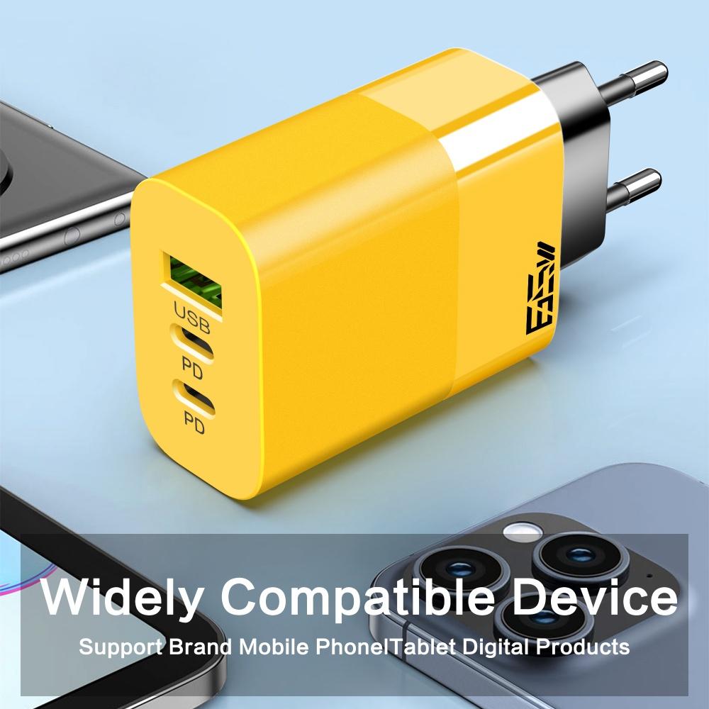 65W 3 Anschlüsse USB C PD Ladegerät Quick Charge 3.0 QC 3.0 Schnellladung Typ C Handy-Adapter für iPhone Samsung Xiaomi Reise