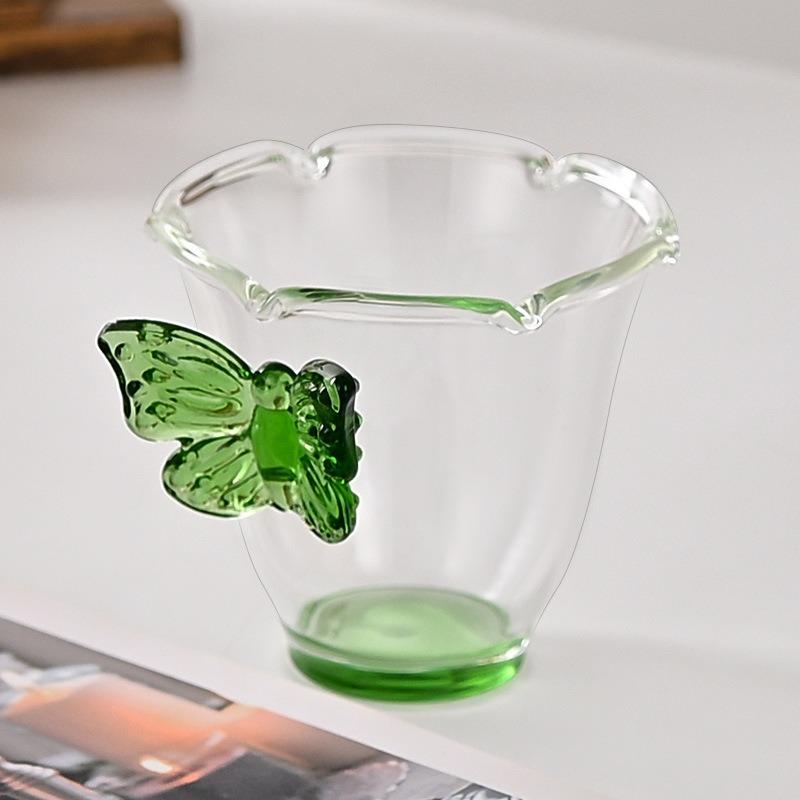 2pcs 80ml Glass Cups Butterfly Design Clear Heat-resistant High Borosilicate Glass Creative Tea Cups Wine Cups Coffee Mug Drinkware