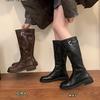 Thick-soled Buckle Boots 2025 New British Knight Boots Fashion Versatile and Thin Boots Women's Boots