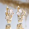 Luxury White Crystal Zircon Stone Hoop Earrings for Women Fashion Gold Color Wedding Jewelry