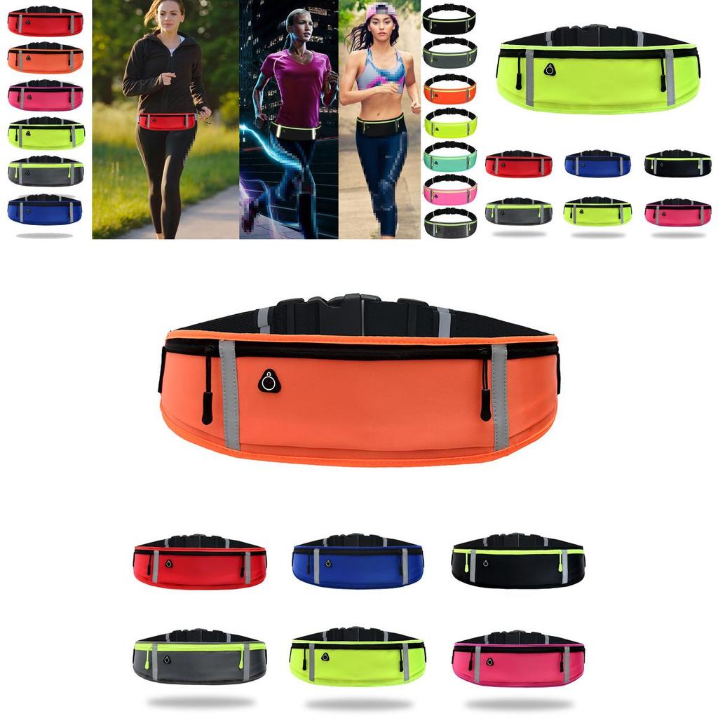 Waterproof Reflective Running Belt With Multi-pockets And Sealed Zipper For Sports