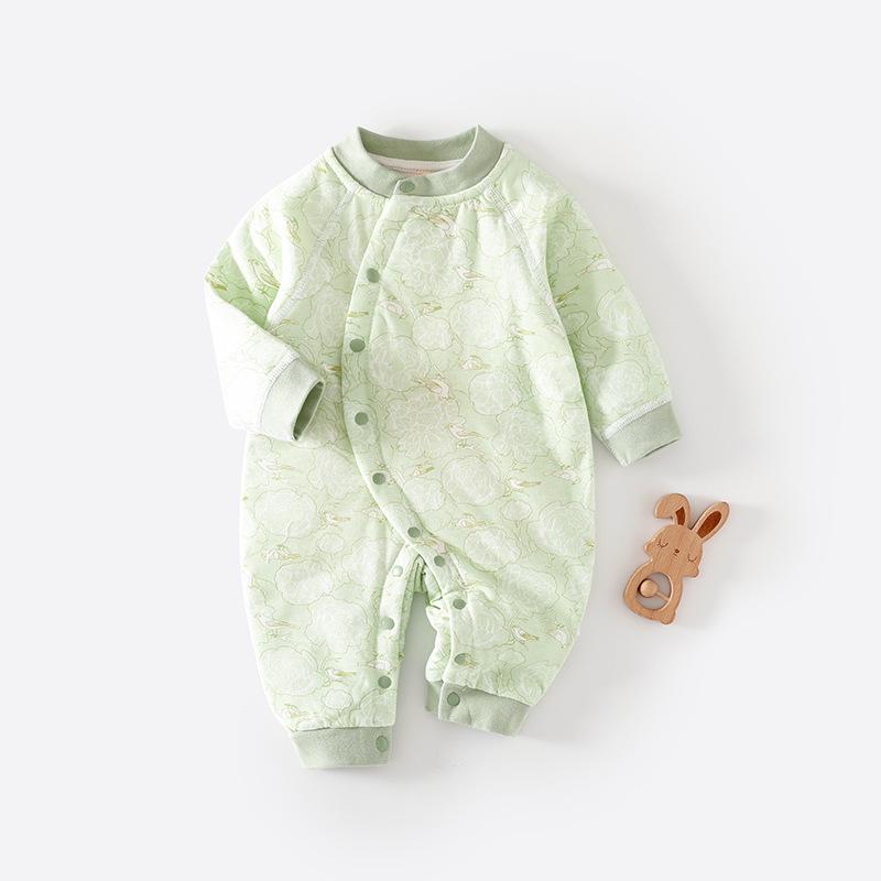 Jesienno-zimowy pikowany pajacyk dla noworodka - Miękki bawełniany kombinezon dla niemowląt, lekki 40g, bezszwowa konstrukcja dla wygodnego raczkowania