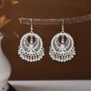 Ethnic Miao Silver Tassel Earrings - Retro Long Dangle Scenic Studs for Women