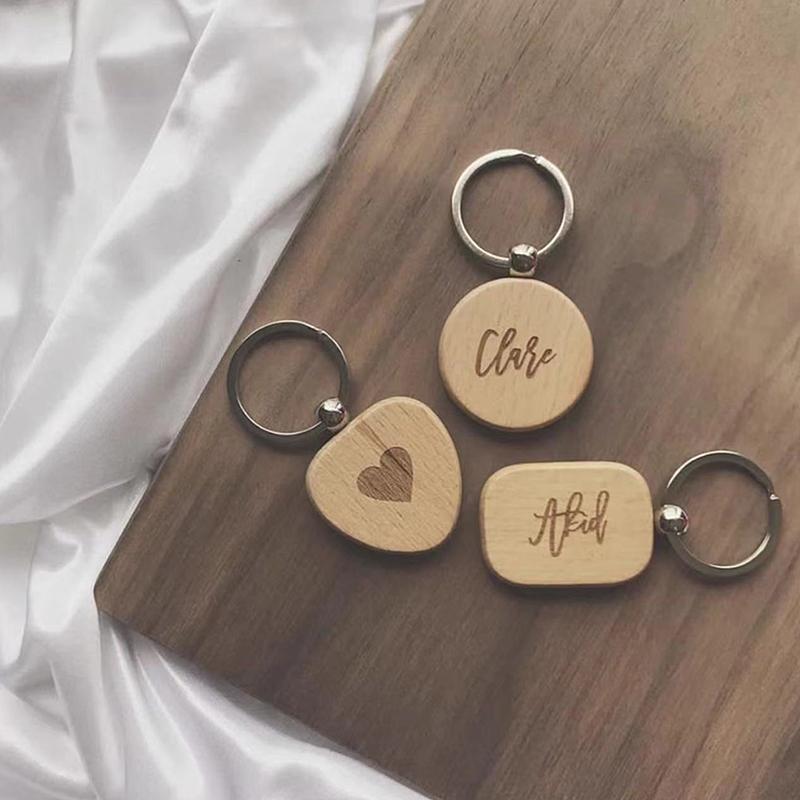 10/20/50Pcs Various Shape Blanks Wood Keychains Suitable For Laser Engraving Gift Diy Tag Laser Keychain Making Name Logo Gift