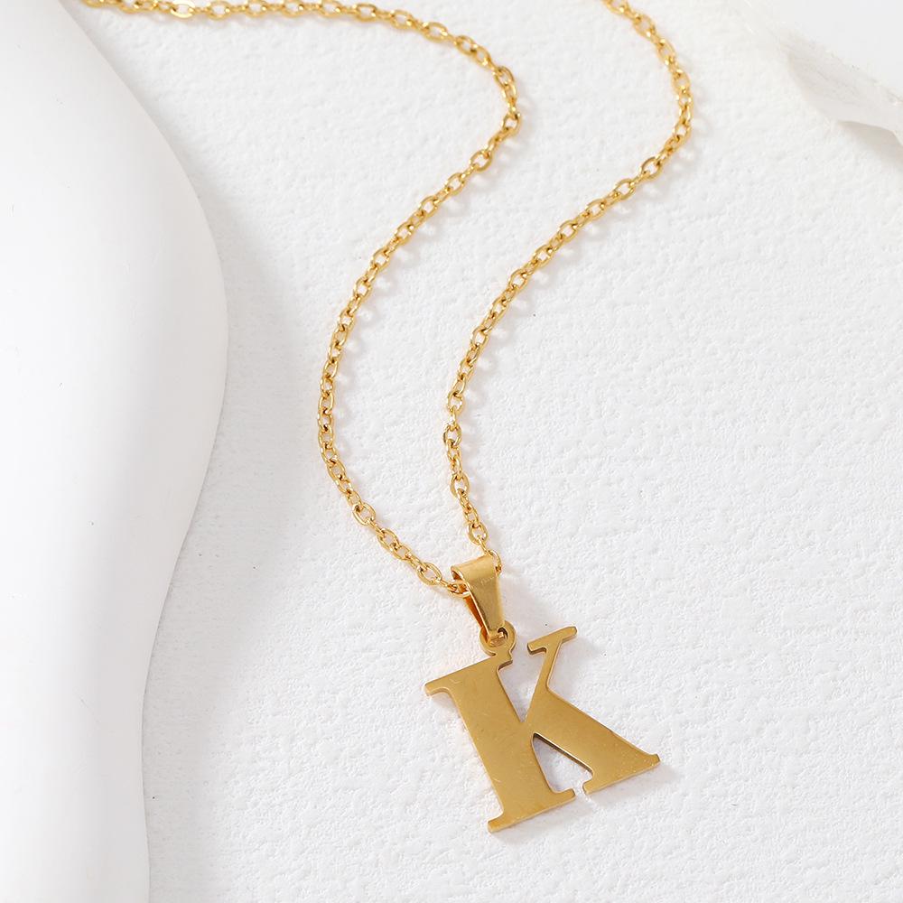 Polished Stainless Steel Alphabet Necklace - Women's Daily Wear Clavicle Chain