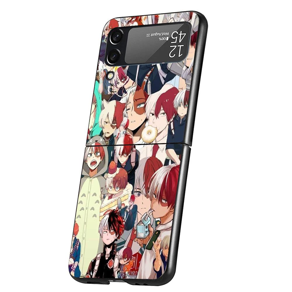 My Hero Todoroki Shoto Case Phone Cover for Samsung Galaxy Z Flip 6 5 4 3 5G ZFlip6 ZFlip5 ZFlip4 ZFlip3 Black Hard Trend Fundas