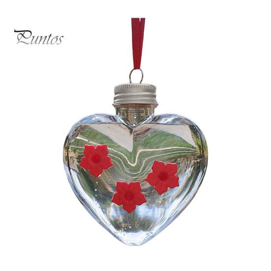 

Кормушка для колибри в форме сердца, подвесная пластиковая банка-кормушка с отверстиями для кормления цветов, для декора сада, двора, патио, дерева серебряный