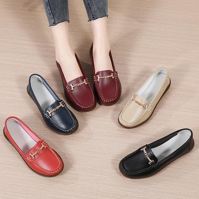 Women Leather Loafers Driving Moccasins Comfort Flats Casual Slip On Blue Plus Size Red Shoes for Mother