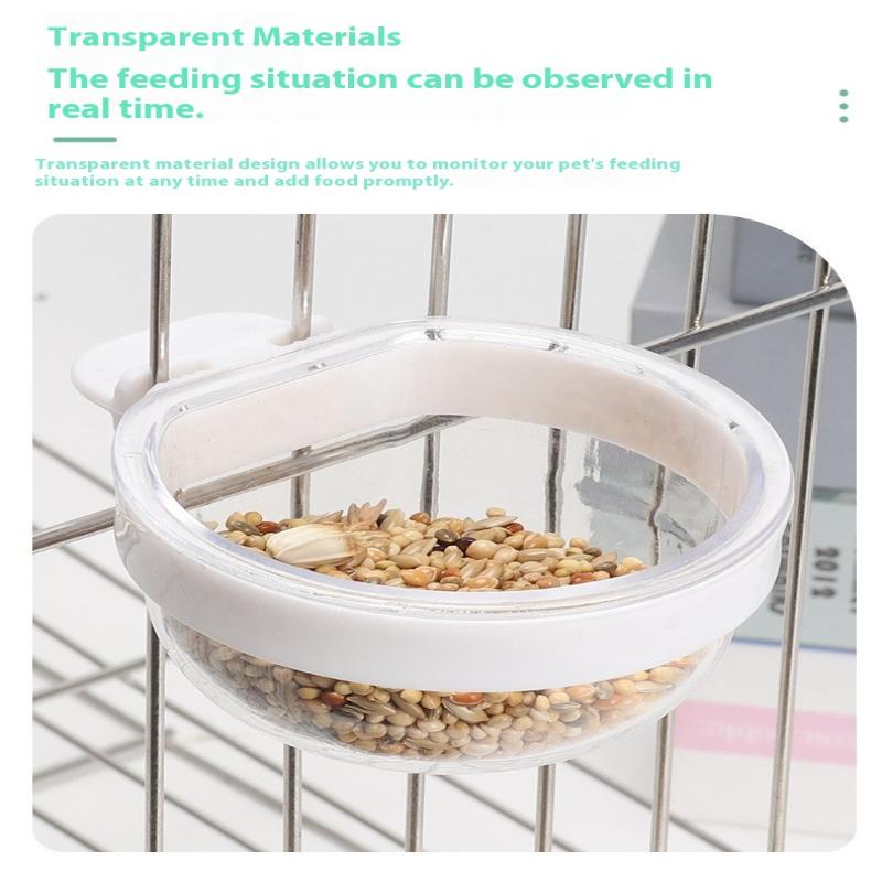 Miska na krmení ptáků Odnímatelná Průhledná miska Plastová Nádobka na jídlo Do klece Pohodlný Závěsný Krmítko na semena a vodu pro papoušky