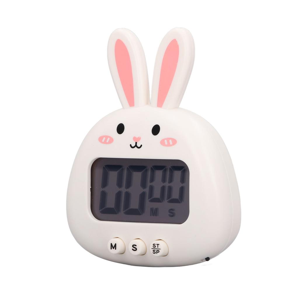 Cartoon Digital Timer ABS Portable Lightweight Simple To Use Cute Cartoon Timer for Kitchen Cooking White Rabbit
