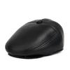 Men's Autumn-Winter Velvet-Lined PU Duckbill Cap with Ear Protection for Elderly