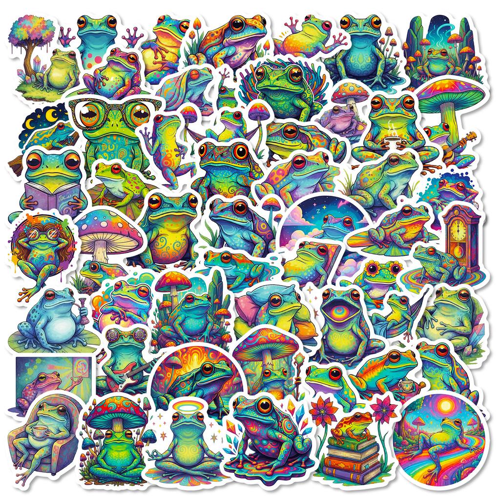 56 Psychedelic Cartoon Frog Graffiti Stickers Creative Personality Niche Luggage Decoration Material Stickers
