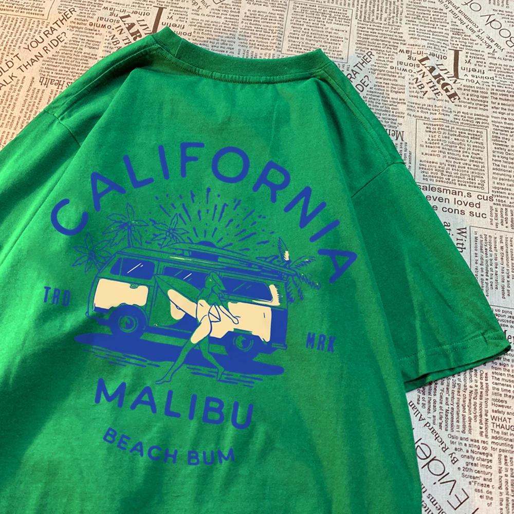 California Malibu Beach Bum T Shirts Men Women Summer New Streetwear Couple Tee Clothes T Shirt Pattern Loose T-Shirts Couple
