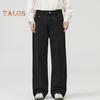 Men Pants Solid Color Straight Wide Leg Retro Style Pants with Pockets Zippered Trousers for Daily Home Streetwear Sports