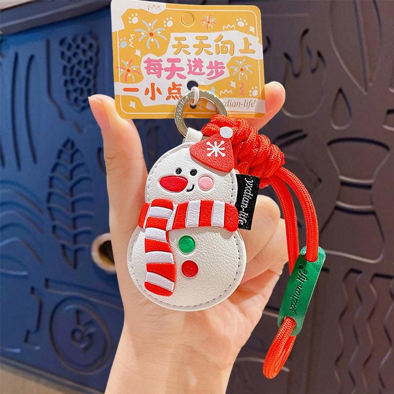 Cute Christmas Themed Pu Keychains Cartoon Designs Sturdy Lanyard Perfect For Holiday Gifting Bag Decor Daily Use