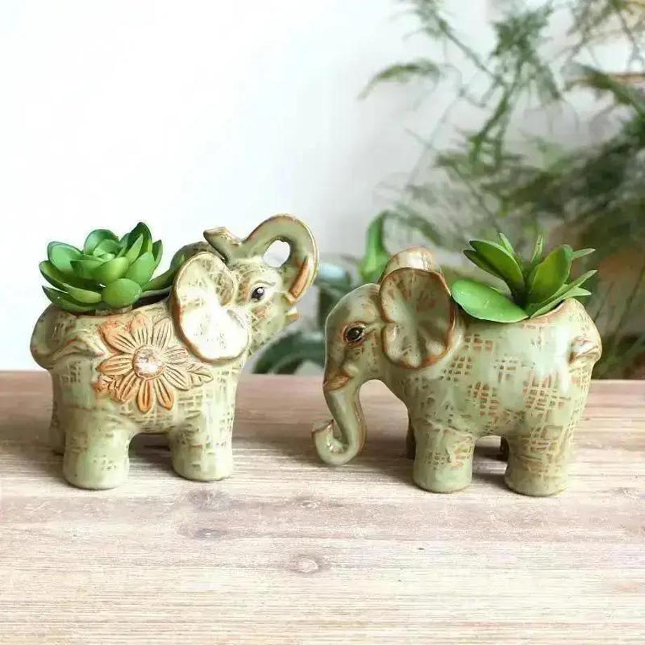 1 Buc. Artizanat Elefant Ceramic Vintage Ghiveci pentru Flori Suculente Ghiveci pentru Plante Verzi Decorare Casă Grădină