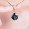 Jinjiahua Blue Topaz & South African Diamond Pendant Necklace