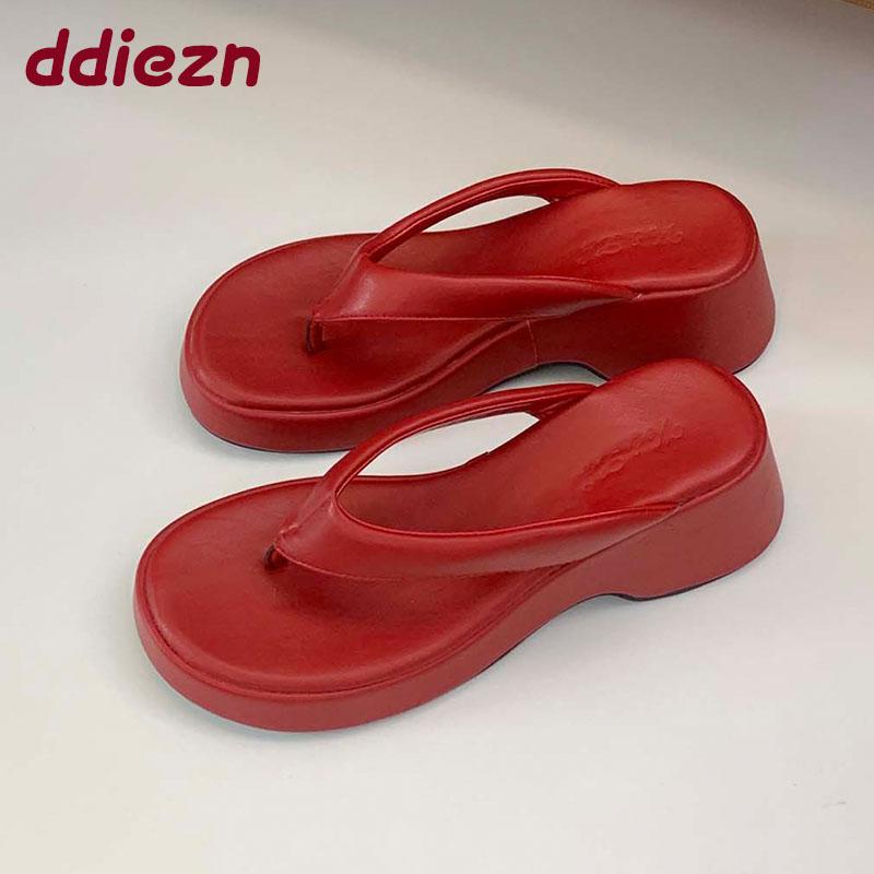 Fashion 2025 New Footwear Women Wedges Slippers Shoes Fashion Round Toe Ladies Wedges Slippers Shoes Sandals Female Slides Flip flops
