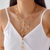 4Pcs Cross Colorful Crystal Necklaces Set Women's Simple Gold Color Y-Shaped Chain Necklace Fashion Mother's Day Jewelry Gift