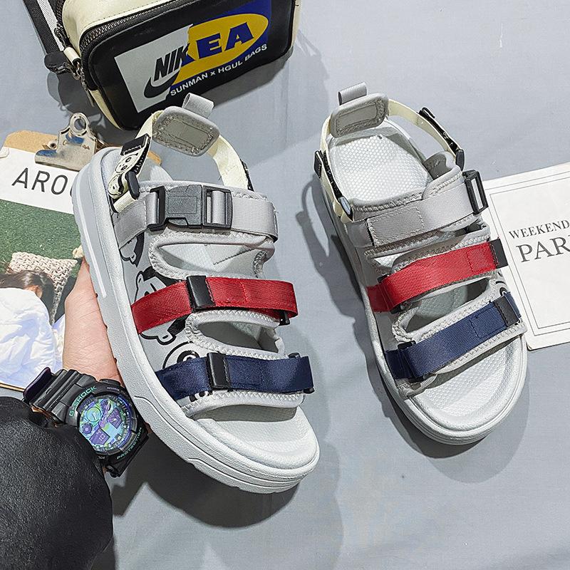 

Summer sandals men s 2024 new shoes men s breathable slippers men s ins wear cool slippers non-slip beach shoes 44 сірий колір
