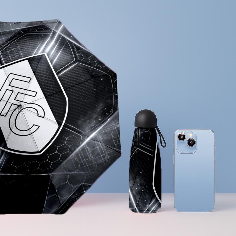 Fulham Football Pattern Printed Mini 5 Folds 8 Ribs Compact Umbrella Windproof Waterproof Lightweight Portable Folding