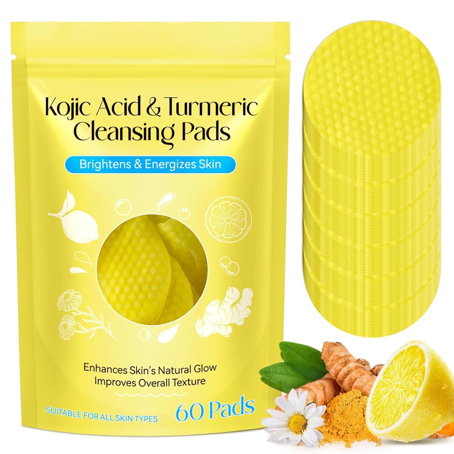 Очищающие диски Luxenwell с койевой кислотой и куркумой, 60 шт., Осветляющие диски для лица с витаминами B5 и C