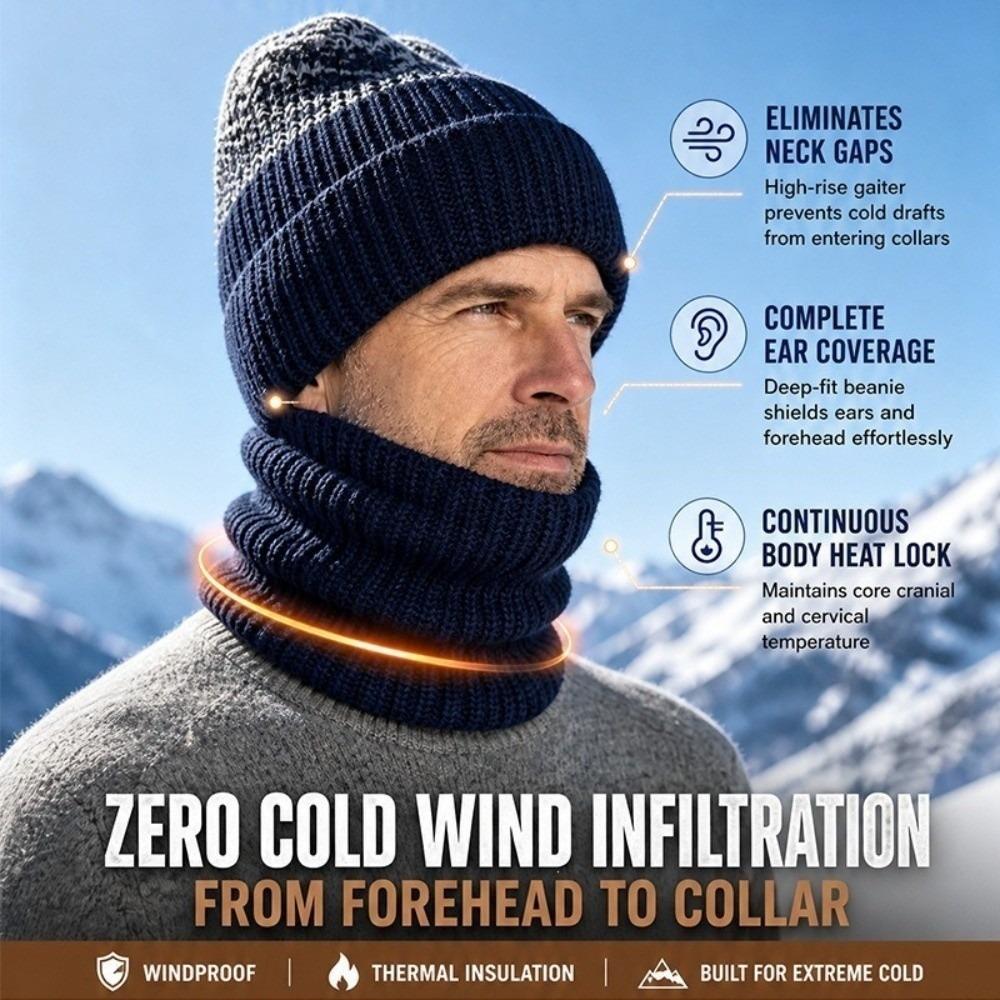 Thick Knit Neck Warmer Fleece Lined Knit Cap Soft Beanie Hat Outdoor Sports